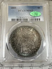 1885 Morgan Silver Dollar PCGS & CAC MS63 Beautiful Toning! 90% US Silver $1