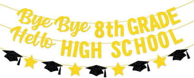 Bye Bye 8Th Grade Hello High School Banner, 8Th Grade Graduation Banner, 8Th Gra