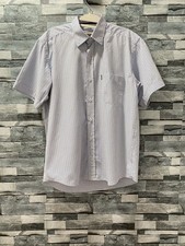 Lui Pour Homme Men's Cotton Check Short Sleeve Button-Up Shirt Blue White M