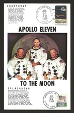 1969 APOLLO 11 commemorative card - Aldrin, Armstrong, Collins