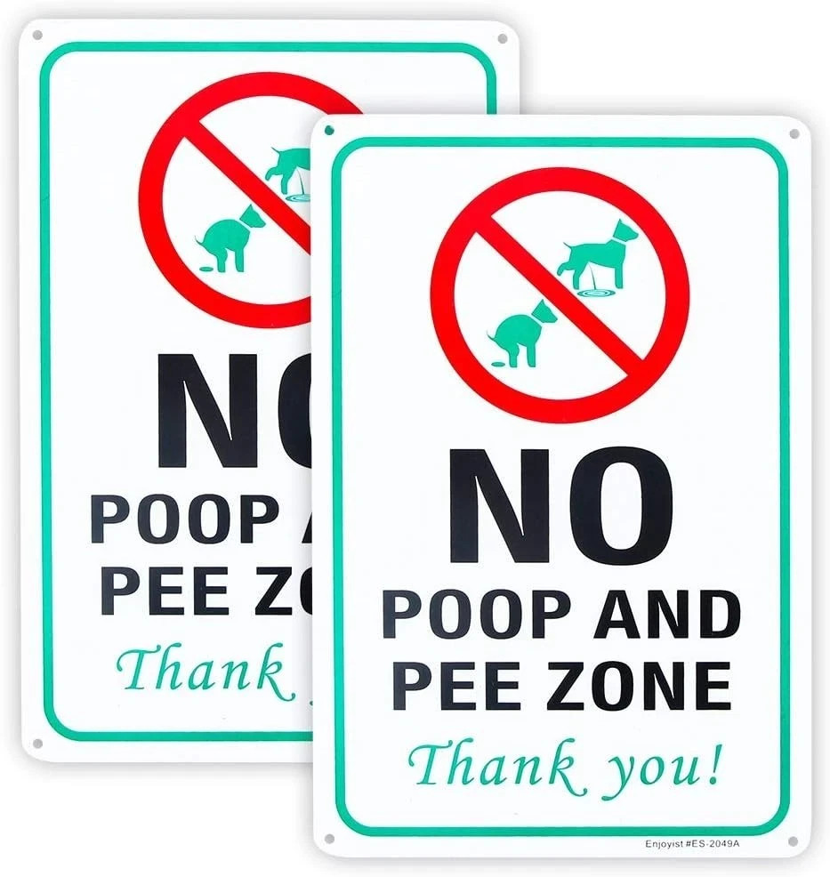 2 Pack No Pee and Poop Zone Dog Yard Sign, 12