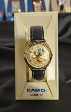MELODY ALARM DISNEY MICKEY MOUSE WATCH BY LORUS Gold Toned Leather Band