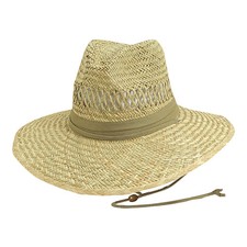 Dorfman Pacific Hats Rush Straw Lifeguard Hat - Natural-Khaki