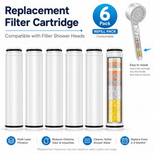 6 Pack Replacement Filters for Handheld Shower Head - Water Softener Shower
