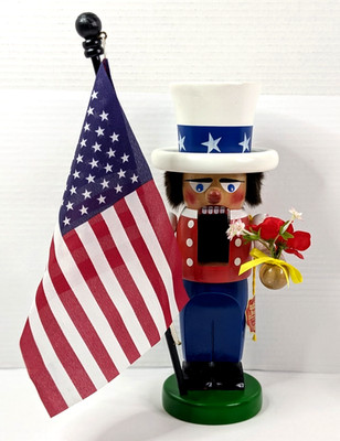 12'' Steinbach CHUBBY UNCLE SAM Nutcracker with American Flag Stamped Bottom