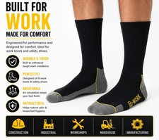 6 PAIRS Mens Work Socks Workwear Reinforced Cushion Sole Boot Socks Size 6-11 UK