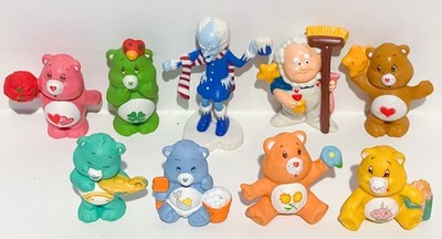 Vintage Lot of 9 1984 A.G.C. 2'' Care Bears Toy Figurines with Prof. Coldheart
