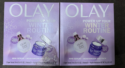 Olay Power Up Your Winter Routine~mini Serum & Moisturizer Duo Pack Lot of 2 NEW