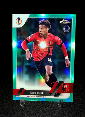 2022-23 Topps Chrome UEFA Desire Doue Aqua Refractor #/199 Rookie