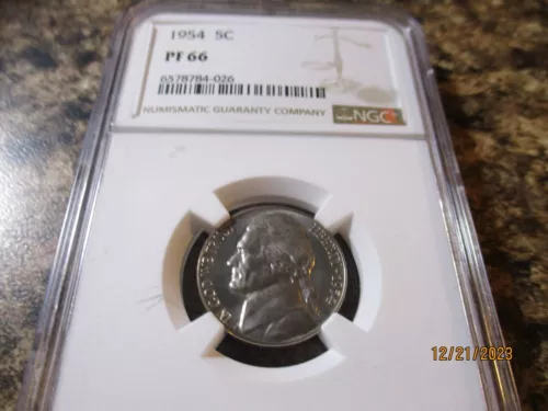 1954 JEFFERSON NICKEL PROOF NGC PF 66    026