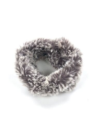 Surell Headband/Scarf Knit Faux Rex Rabbit Fur White/Black One Size NWT $64 - Afbeelding 1 van 2