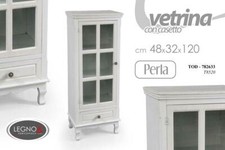 MOBILE VETRINA VETRINETTA ANTA CASSETTO LEGNO SHABBY CHIC BIANCA