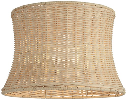 Springcrest Corset Pinched Drum Unbleached Rattan Lamp Shade 10x11.5x8 - Picture 3 of 7