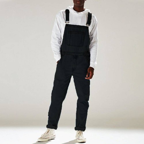 Men's Workwear Denim Jeans Overalls Cargo Dungarees Slim Fit Jumpsuit Pants - Picture 12 of 15