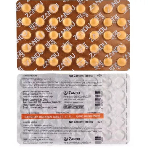 Zandu Ayurvedic Gandhak Rasayan 40 Tabs Each for Urticaria, Hives ,Acne