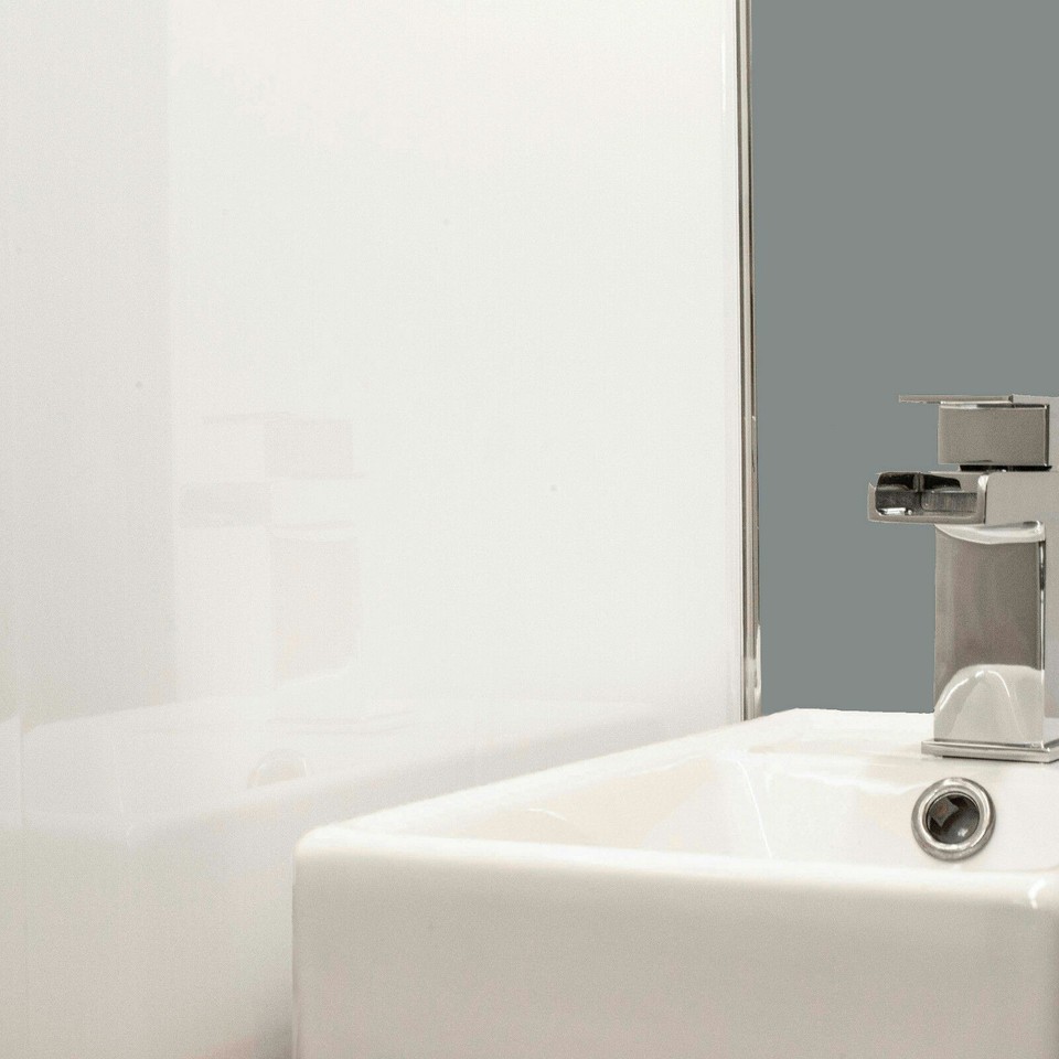 Gloss White Bathroom Panels Ceiling Cladding Shower Wall PVC Plastic ...