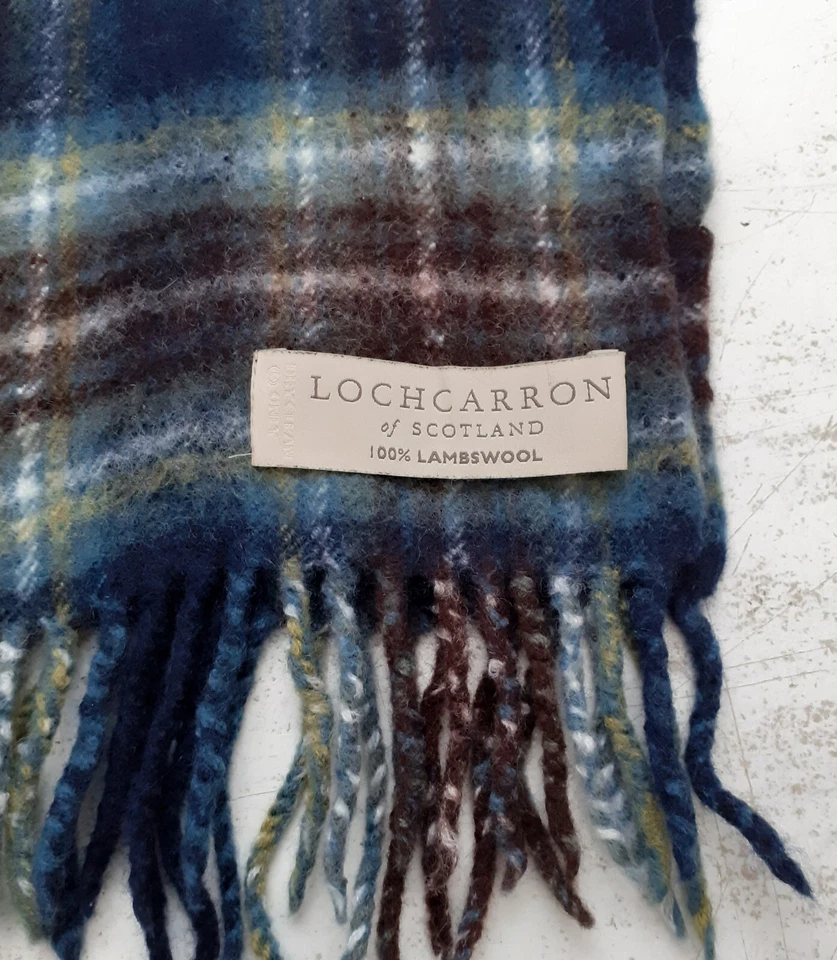 LOCHCARRON Of Scotland.100% Lambswool Tartan Scarf, 140 x 20 cms. Blue & Brown. - Image 3 of 4
