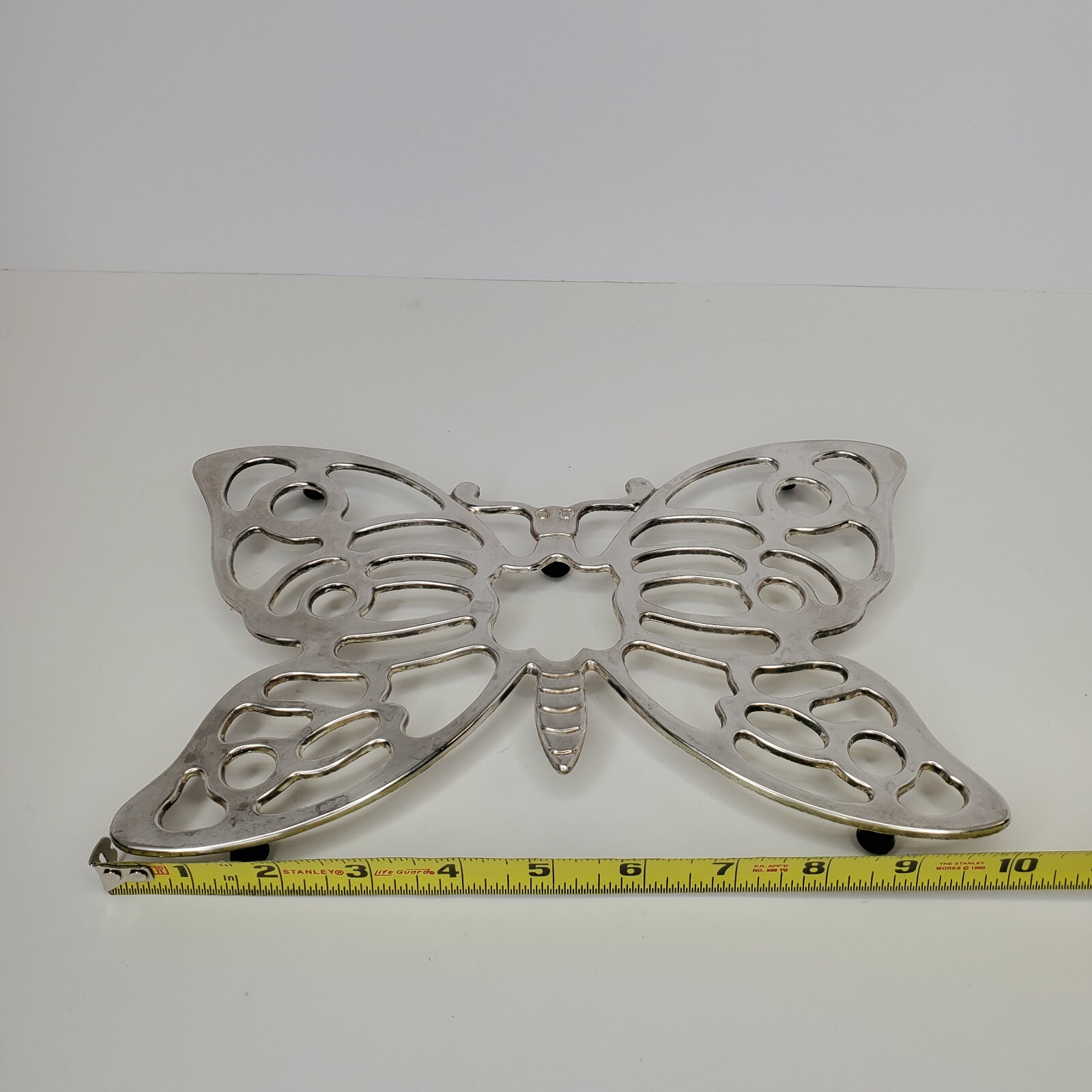 Vintage Leonard Silverplate Butterfly Trivet Hot Plate Dish Holder 10.5" x 7"