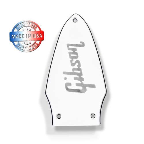 White 3 Ply Truss Rod Cover for Gibson Custom Shop '67 Flying V + Chrome Decal - Picture 3 of 8
