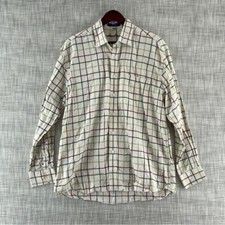 Alan Flusser Size Large 100 Cotton Men's Long Sleeve button Down Shirt 9305