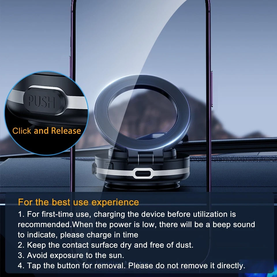 Soporte magnético giratorio 360° para montaje de teléfono de automóvil para aspiradora eléctrica para todo tipo de teléfono Foto 4 de 4