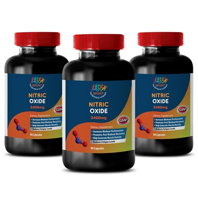 L-Arginine Extra Strength - Nitric Oxide 2400mg - Booster 3 Bottle 180 Capsules