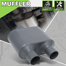 2.5center Inletdual 2.25outlet Grey Stainless Steel Chambered Exhaust Muffler