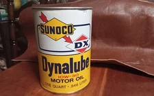 Sunoco DX Dynalube 10W-30 Quart Oil Can 1968 Full Excellent Condition