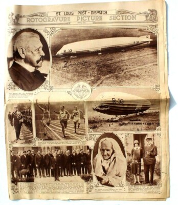 Vtg May 3,1925  St. Louis Post Dispatch Newspaper (British R-33) Aviation 
