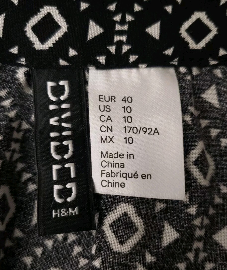 H&M Divided Dress Size 10 Peasant Smocked Waist Flared Cropped Sleeves Viscose thumbnail 9