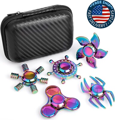 Fidget Spinners de juguete de metal para niños y adultos, paquete de 5