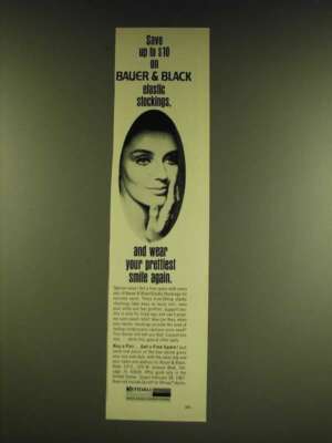 1966 Bauer & Black Elastic Stockings Ad - Save up to $10 on Bauer & Black
