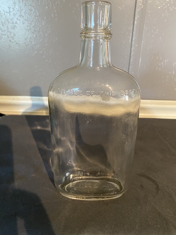 Vintage Clear Glass 1 Pint Flask-8.5"
