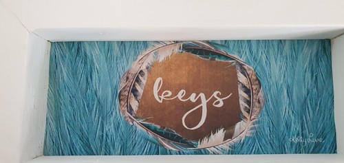 KELLY LANE BLUE FEATHER WALL 4 KEY HOOK - Picture 2 of 3