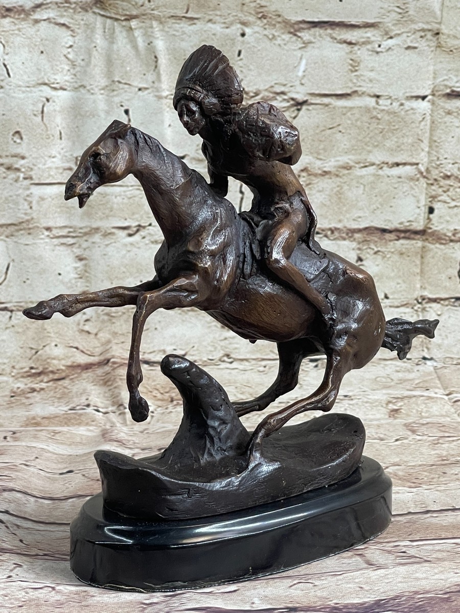 WARRIOR Frederic Remington Bronze Statue Sculpture Native American