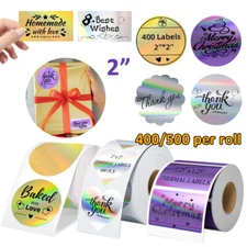 Direct Thermal Labels Holographic Stickers Self-Adhesive for Logo Xmas Card Tag
