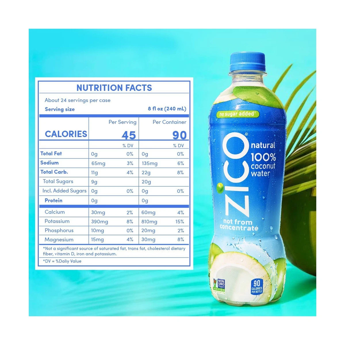 Zico Coconut Water Nutrition Label