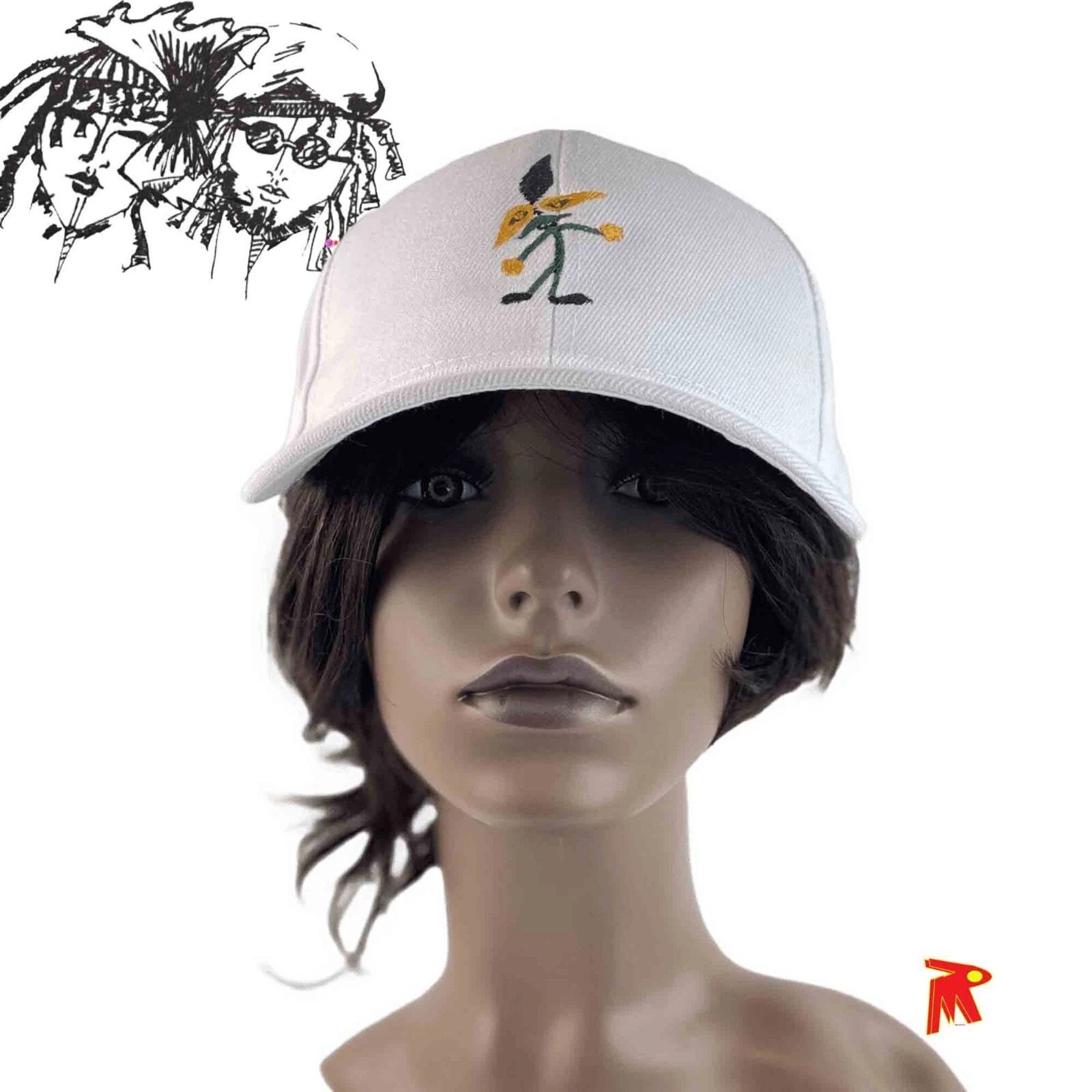 Flower Man Design white baseball Cap adjustable for Summer wear casual wear