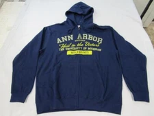 New University of Michigan Wolverines Ann Arbor Mens Size L Blue Full Zip Jacket