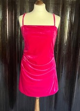 Hot pink mini dress, stretch velvet, s 10, adjustable straps excellent condition