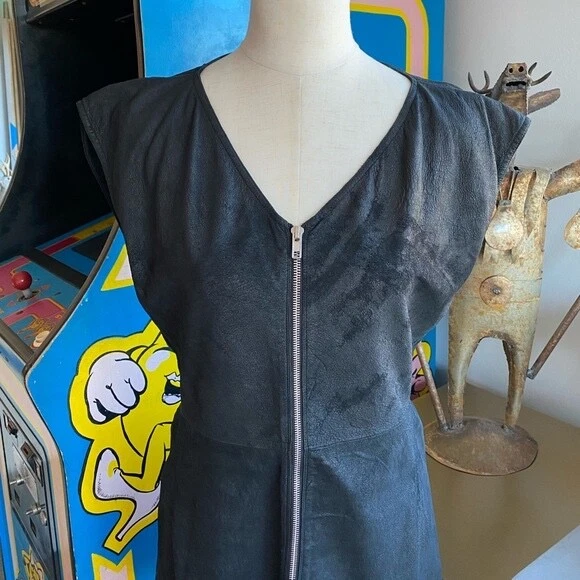 Abito Rick Owens blister pelle biker zip canotta avant toi ann demeulmeester