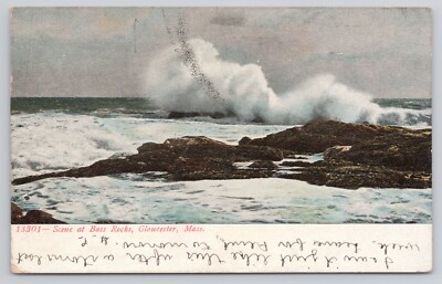 Scene at Bass Rocks Glouster MA Massachusetts UDB Postcard