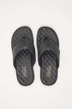 Piruna Brazilian Leather Thong Sandals Wide Fit Comfort Black