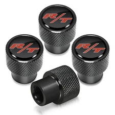 Dodge R/T Logo in Black on Black Aluminum Tire Valve Stem Caps