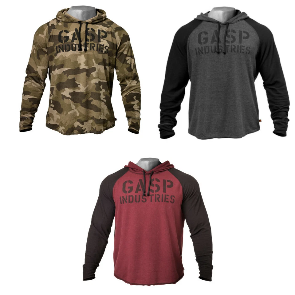 GASP Long Sleeve Thermal Hoodie (220733) Bodybuilding Fitness Kapuzenpullover