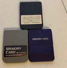 3 3rd Party Performance Memory Card PS1 Sony Playstation 1 Tested Gray Black