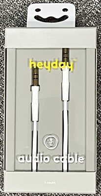 NEW heyday Audio Aux Cable 3' Round Cord  White 3.5MM Aux BUY ONE GET ONE FREE!!