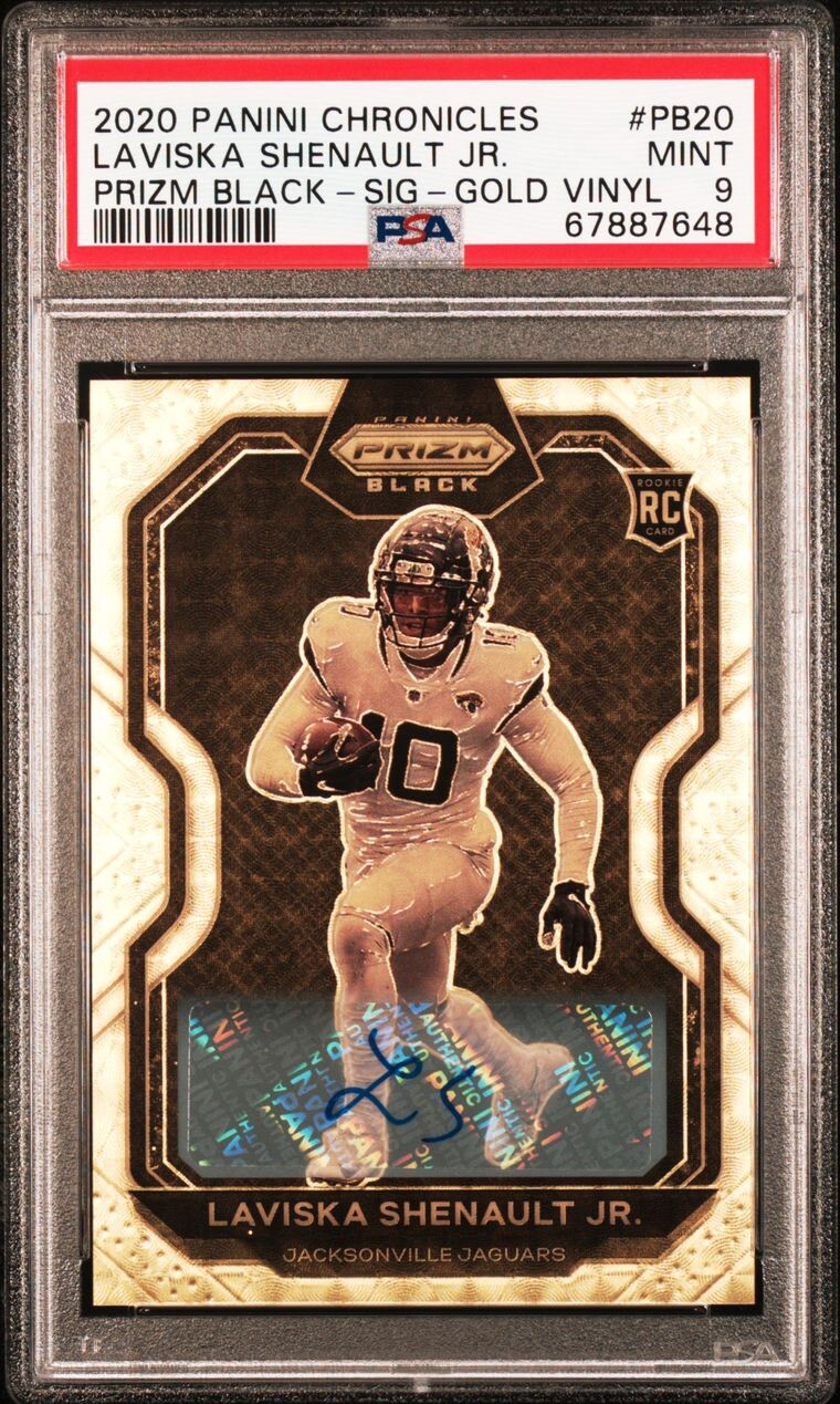 Laviska Shenault Jr. Panini Chronicles Prizm Black #PB20 Signature-Gold Vinyl