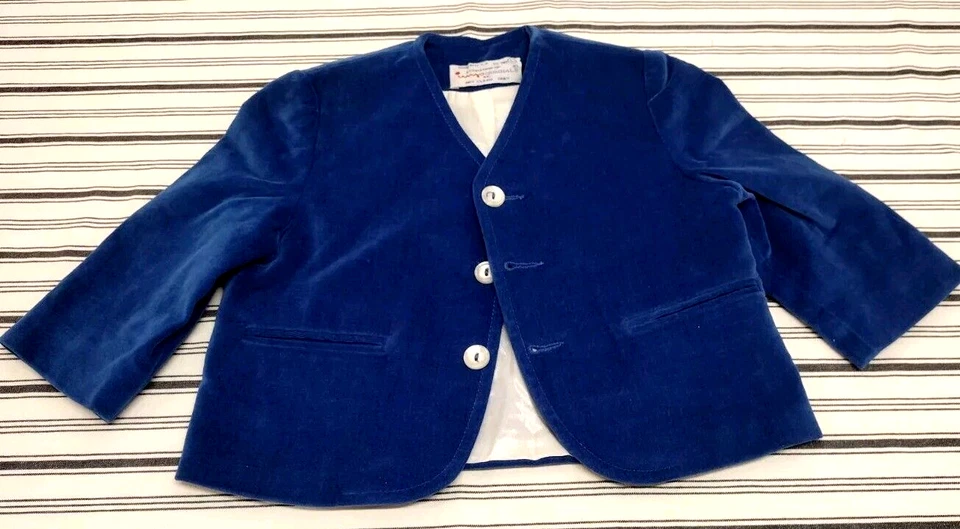 Chaqueta de terciopelo azul real para niños L 18 meses ropa de noche para niños ESTILO ELVIS Foto 2 de 4