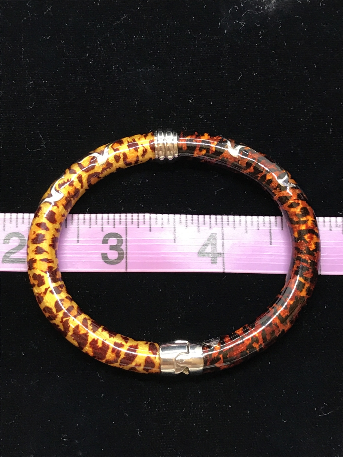 Bracelet FLLI Menegatti - Or Argenté Vermeil Imprimé Léopard - Occasion